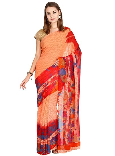 Faux Georgette Saree - Multicolor - (CCMYSY7029)