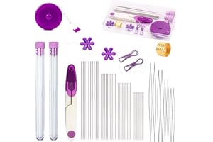 YSHIHE 58Pcs Beading Needles for Jewelry Making, Seed Beads Tools, Include 40 Long Straight and 8 Big Eye Beading Needles,Needle Bottle, Thimble, Needle Threaders,Securing Clip and Tape Measure