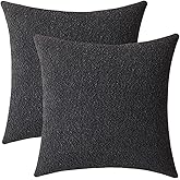 Jeneoo Graphite Grey Decorative Square Thick Accent Throw Pillow Covers Fine Textured Boucle Couch Cushion Case for Living Room Sofa Home Decor, Set of 2, 18 x 18 Inch