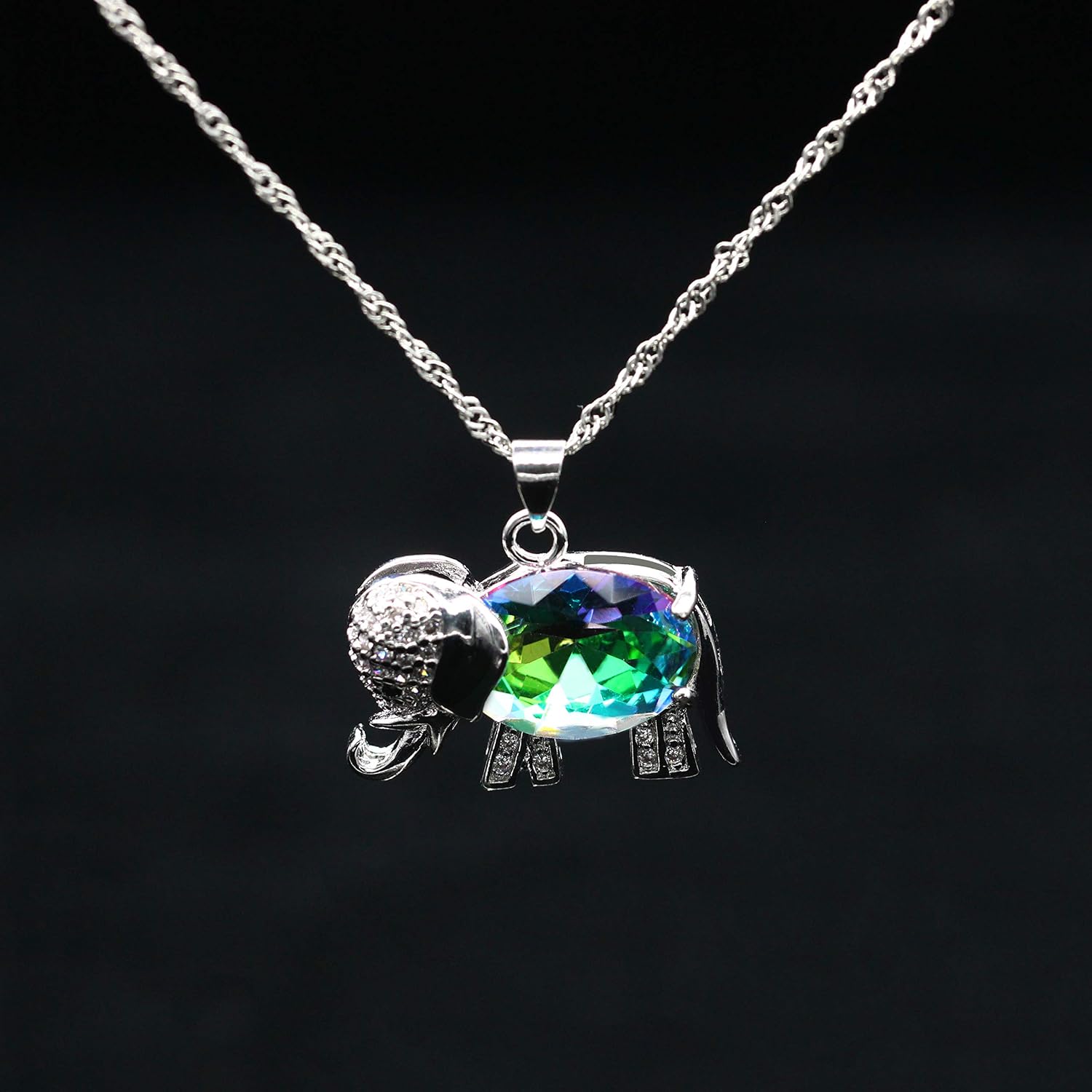 Uloveido Good Luck Crystal Elephant Earrings Ring and Necklace Jewelry Set for Mom Girls Birthday Gift T485 - Image 4