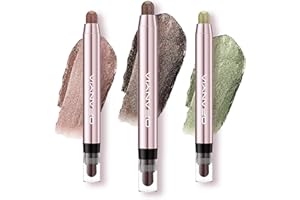 Ofanyia 3Pcs Eyeshadow Stick, Glitter Shimmer Eye Shadow Crayon Eye Brightener Stick with Blending Brush, Smooth Texture Cream Eyeshadow Pen, Long Lasting Waterproof Eye Shadow for Eye Makeup