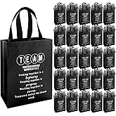 Addblu 50-Piece Employee Appreciation Gift Bags Bulk - Include 25 Team Bags (8x10x4 Inch) & 25 Tissue Paper, Reusable Gift Bag with Handles for Staff, Coworker, Teacher, Thank You & Valentine‘s Day Gifts (Black, 25pcs)