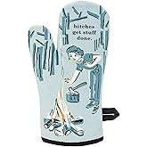 Blue Q B*tches Get Stuff Done Funny and Cute Oven Mitts, Home Kitchen Gifts, Cooking Accessories, Super-Insulated Quilting, Comfy Natural-Fitting Shape, Pot Holders, 100% Cotton, Size 12.5"L x 7.5"W