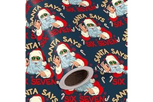 WRAPAHOLIC Funny 67 Christmas Wrapping Paper Roll - Mini Roll - 17 Inch x 16.5 Feet - Navy 67 Meme Christmas Wrapping Paper Santa Say Six Seven for Xmas Holiday, Teenage, Best Friend