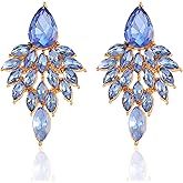 ATIMIGO Rhinestone Cluster Drop Earrings Elegant Crystal Statement Earrings Bridal Wedding Prom Earrings for Women
