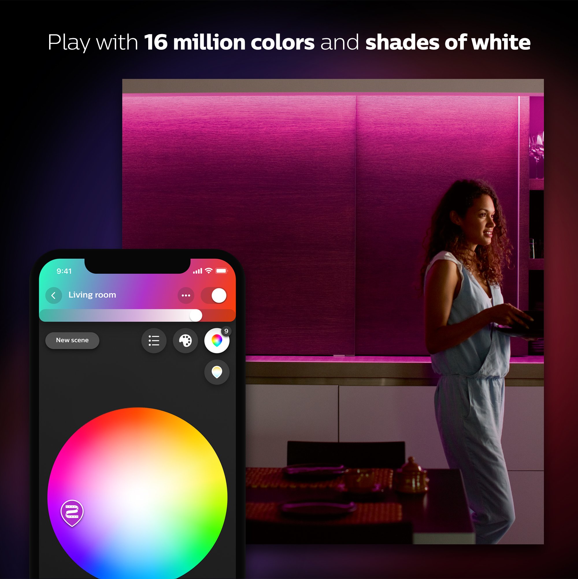 Philips Hue White and Color Ambiance LightStrip Plus Dimmable LED Smart