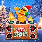BLOWOUT FUN Christmas Inflatables,6FT DJ Gingerbread Man Playing Music on Turntables,Blow-up Xmas Decoration with Built-in LED Lights & Blower for Indoor Outdoor Garden Home Holiday Party Art Decor