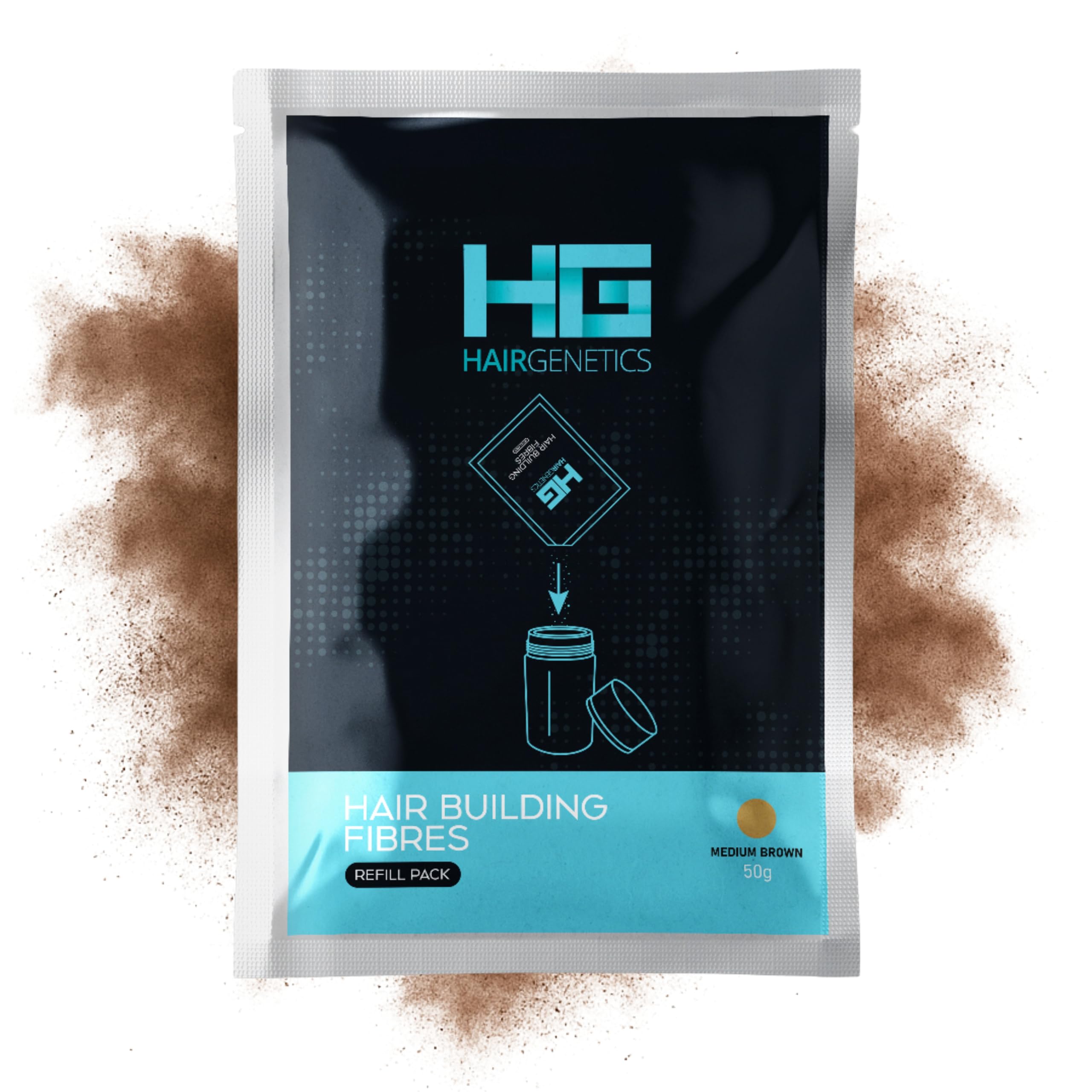 Hair Genetics Hair Fibres Refill Packs - Fill in Bald Spots & Thinning Hair for a Fuller Look, Natural Colours, Cling to Existing Hair, Long Lasting, Water Resistant - Hair Fibers for Men and Women