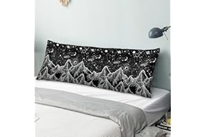 HMS HAPPY MEMORIES Satin Body Pillowcase for Hair and Skin,Long Body Pillow Covers 20 x 54 Envelope Closure, Total Body Pillow Protector,Full Body Pillow Covers for Adults Women Men (Universe Mountain)