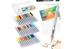 36 Acrylic Paint Markers, Soft Brush Tip Acrylic Markers, Paint Pens for Adults Kids Teens Painting and Coloring on Rock, Woo