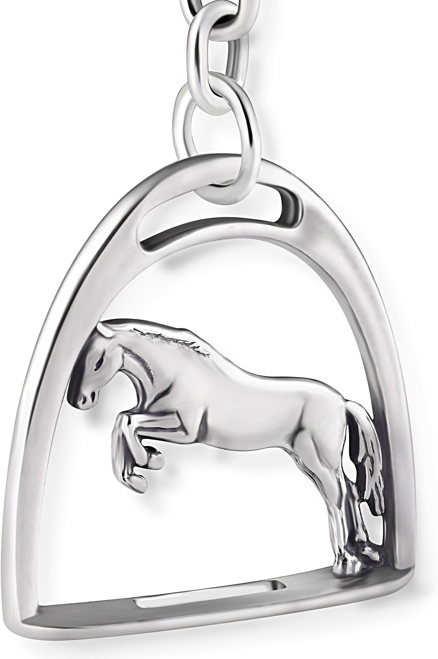 man Keychain Horse Stirrup Sterling Silver 925 Oxidized Jewelry Pouch Partner Gifts