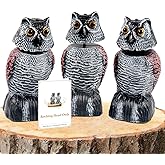 BobbleHead Owl Decoys Sculpture to Scare Birds Away, 3-Pack 8.3" Fake Owl Plastic Scarecrow Bird Deterrent, Natural Enemy Repellent, Garden Decor Statues for outside, Patio, Lawn, Yard Decoration