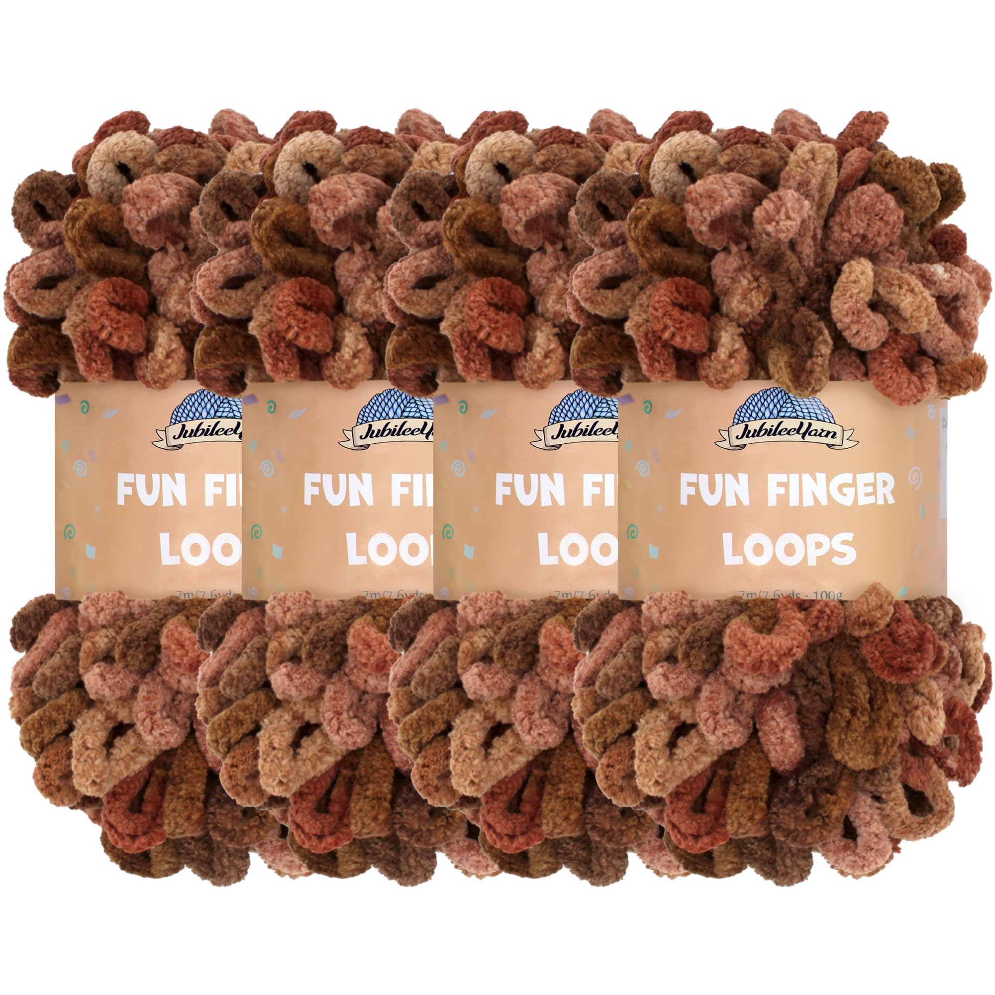 JubileeYarn Fun Finger Loops Yarn - Polyester Jumbo Weight Loop Yarn - 100g/Skein - Gaia - 4 Skeins — image 1