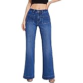 FLYING BANANA Women's Flare High Waisted Bell Bottom Wide Leg Jeans Baggy Stretch Trendy Denim with Pockets