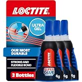 Loctite Super Glue Ultra Gel Control, Clear, 0.14 fl oz Bottle, 3 Pack - Superglue for Plastic, Wood, Metal, Crafts &amp; Repair, Cyanoacrylate Adhesive Instant Glue, Quick Dry