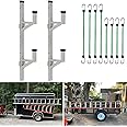 OUTPRIZE Aluminum Side Mount Trailer Ladder Rack, Lightweight Rustproof Adjustable Ladder Rack for Open and Enclosed Trailer Exterior Side Wall, 300 LBS Capacity - Carry 2 Ladder