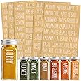 Talented Kitchen Water Resistant Clear Preprinted 145 White Spice Labels for Seasoning & Herbs - Spice Jar Stickers for Rack Organization