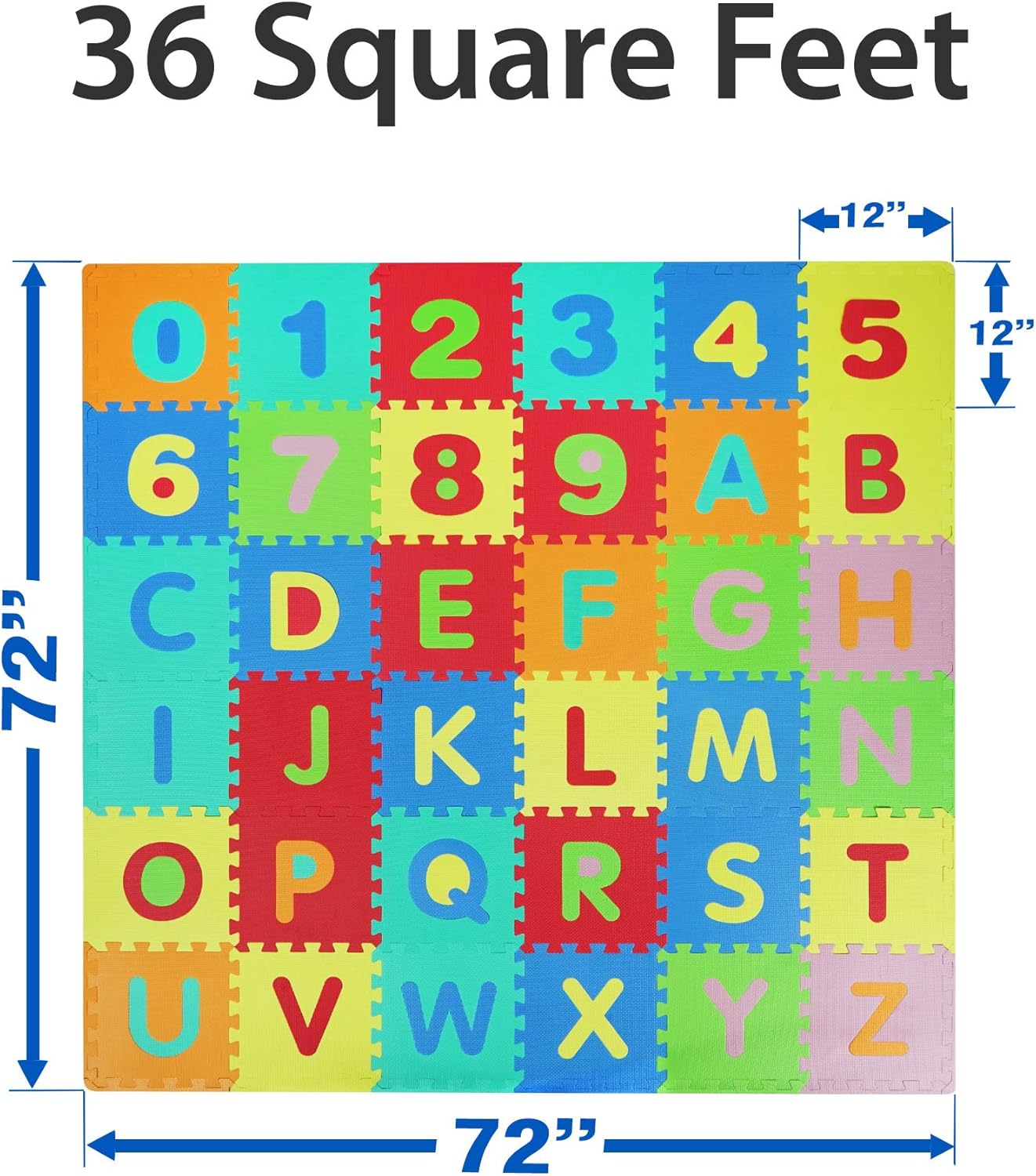 Yes4All Foam Puzzle Play Mat for Kids - Baby Floor Mats/Kids Play Mats - 36 Tiles with Edges, Alphabet & Numbers: Sports & Outdoors