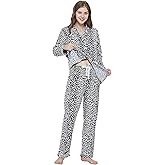 amaxer Women's Flannel Pajama Set 100% Cotton Soft Christmas Pajamas For Women Long Sleeve Pjs Button Down Warm Sleepwear