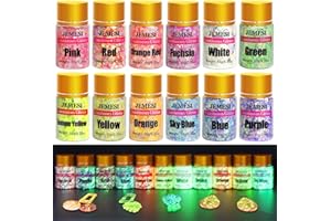 Glow in The Dark Glitter, JEMESI 12 Colors Luminous Chunky Glitter, 0.42oz/Bottle, High Luminance Cosmetic Grade Glitter, Craft Glitter Set for Resin, Nail, Body, Face, Tumblers, Halloween