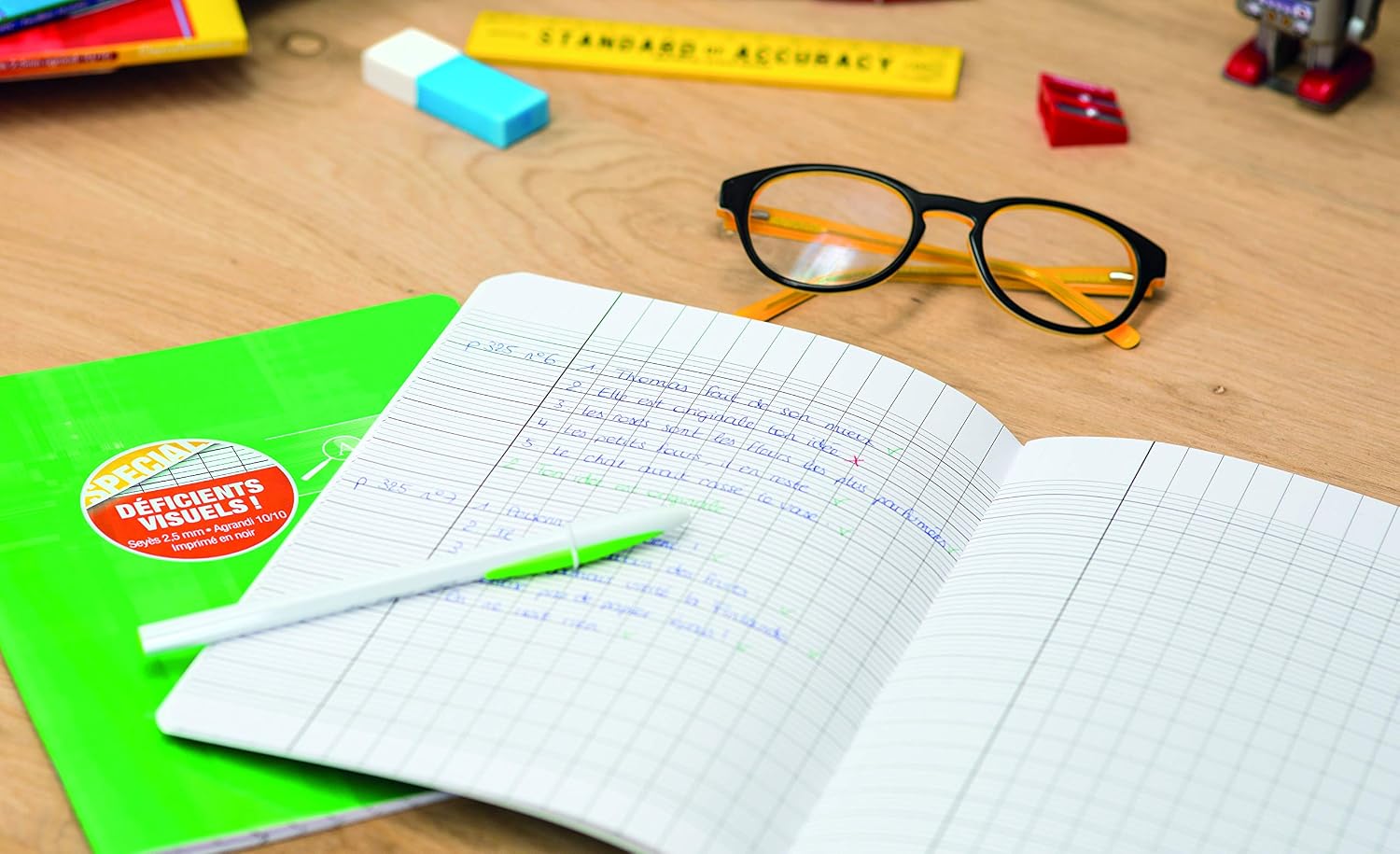Clairefontaine 63996C Stapled Notebook for the Visually Impaired A4 21x29,7, 96 Pages Seyes 2,5mm Enlarged 10/10 - Image 4