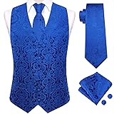 Dubulle Mens Royal Blue Suit Vest Tie Set Paisley