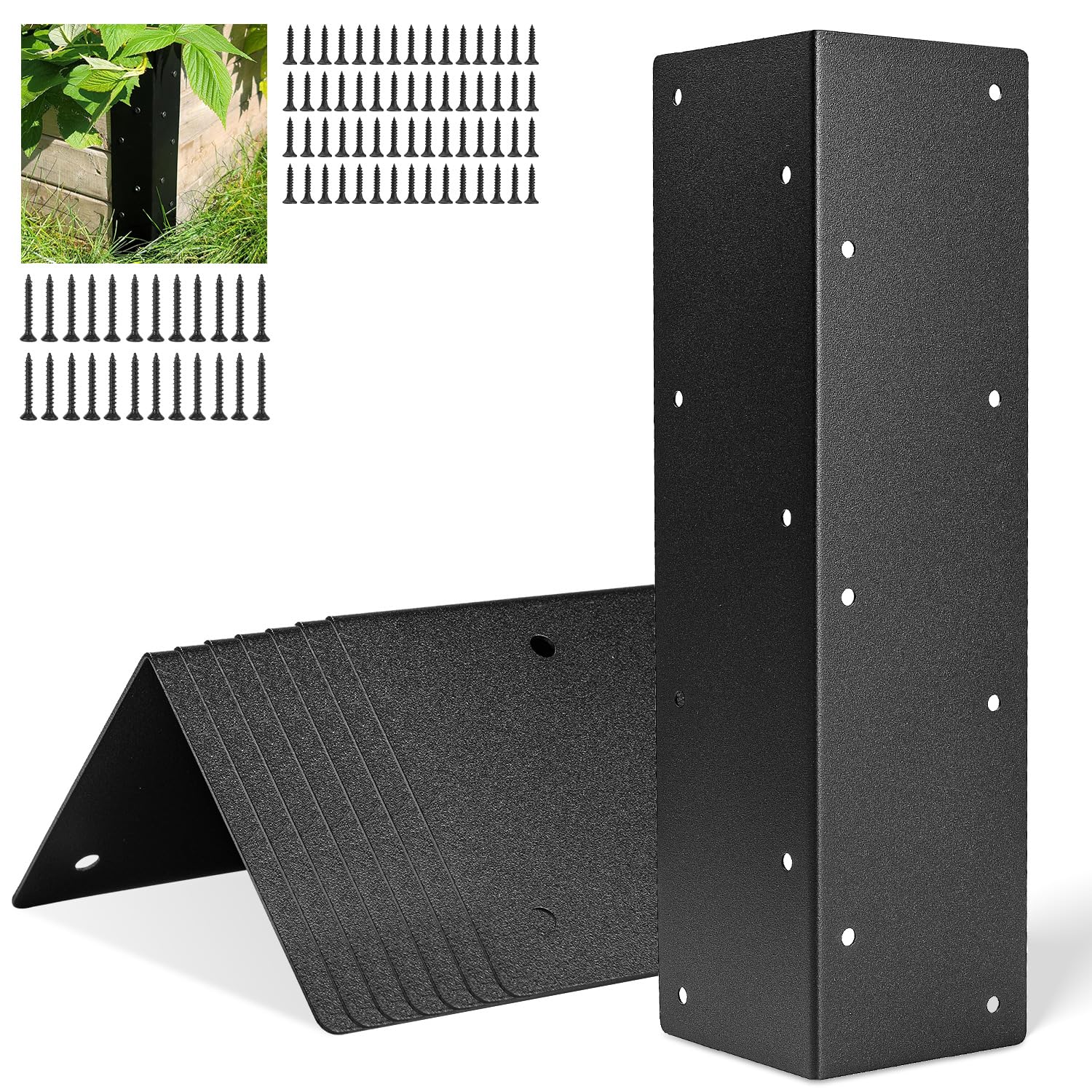 8 Pcs Raised Garden Bed Corner Brackets, 11" x3" x3" Raised Bed Corners Metal Connectors with Wood Screws for 20"-24" Bed, Rust Resistant Metal Garden Corner Bracket for Vegetable Planter Garden