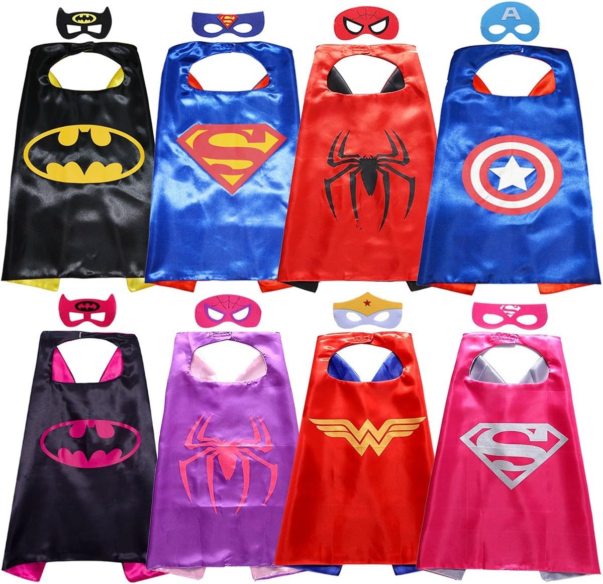 Kid Cape & Mask Costume Set Cartoon Dress Up 8pcs