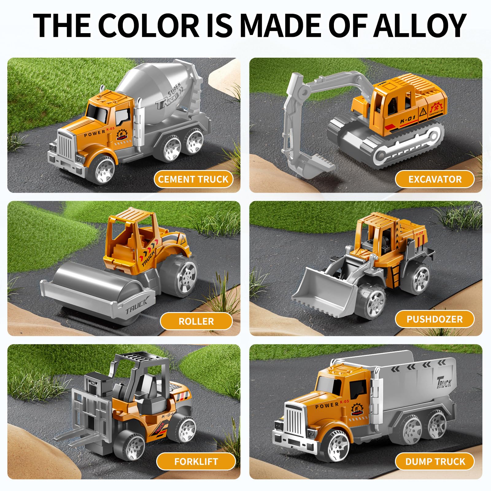 Toddler Boys Construction Truck Vehicle Toy Set with Play Mat and Die-Cast Toy Car, Transport Carrier Truck for Kids 3-5, Birthday Gifts Toys for 3-8 Year Old Boys