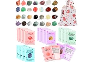 JELMOK Valentines Day Gifts for Kids, 28 Sets Valentines Day Cards Natural Gemstone Crystals Rocks Minerals Bulk, Valentine Exchange Card Gift for Kids Girls Boys School Class Classroom Gifts Party Favors