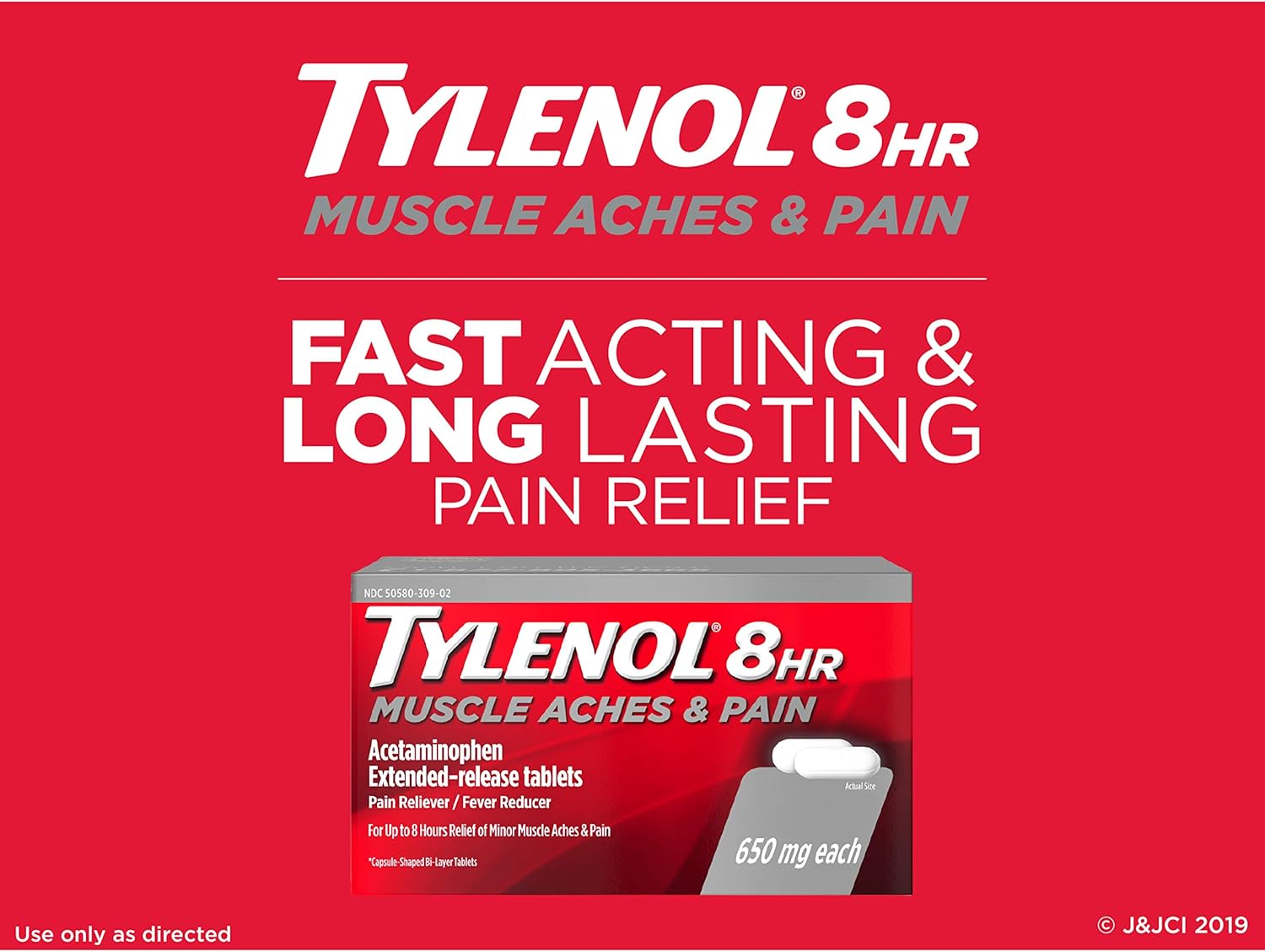 Tylenol 8 Hour Muscle Aches & Pain Acetaminophen Tablets for Muscle & Joint Pain, 100 ct: Health & Personal Care