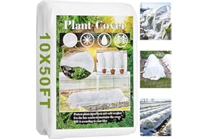 WiMas Plant Covers Freeze Protection, 10X50FT Reusable Thickened Winter Floating Row Covers, Frost Cloth Blanket Shade Cloth Garden Fabric Plant Cover for Raised Beds Vegetables Insect Winter Frost