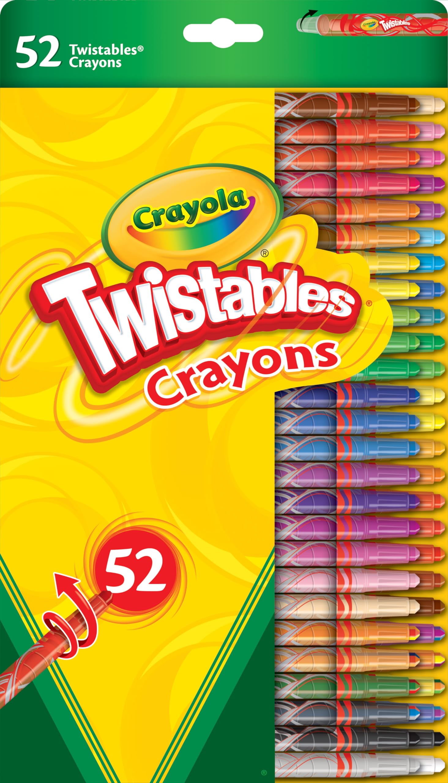 CRAYOLA Twistables Colouring Crayons - Assorted Colours (Pack of 52), Simply Twist for More Colouring Fun - No Need to Sharpen! Ideal for Kids Aged 3+