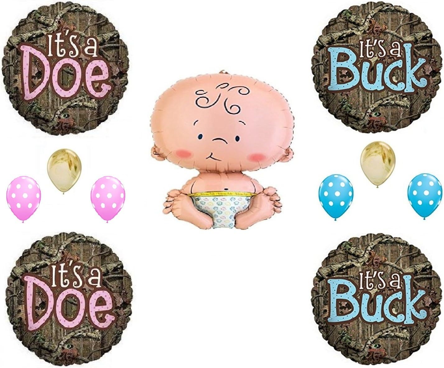 MOSSY OAK GENDER REVEAL CAMO DOE BUCK Balloons Decoration Supplies Baby Shower