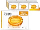 Pears Natural Amber Soap Bars 125g 12 Pack + 1 Soap Bag