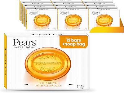 Pears Natural Amber Soap Bars 125g 12 Pack + 1 Soap Bag