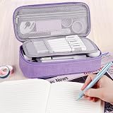 WEMATE Large Pencil Case Aesthetic Canvas Large Capacity Purple 9x4.3x2.4in view 6