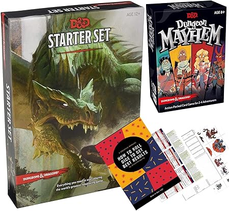 Amazon ダンジョンズ ドラゴンズ 第5エディション スターターセット ダンジョンメイヘムカードゲーム D D 5e ダンジョンズ ドラゴンズスターターキット 第5版 Dnd 5e 初心者ボードゲームギフトセット スターターキット付き ボードゲーム おもちゃ