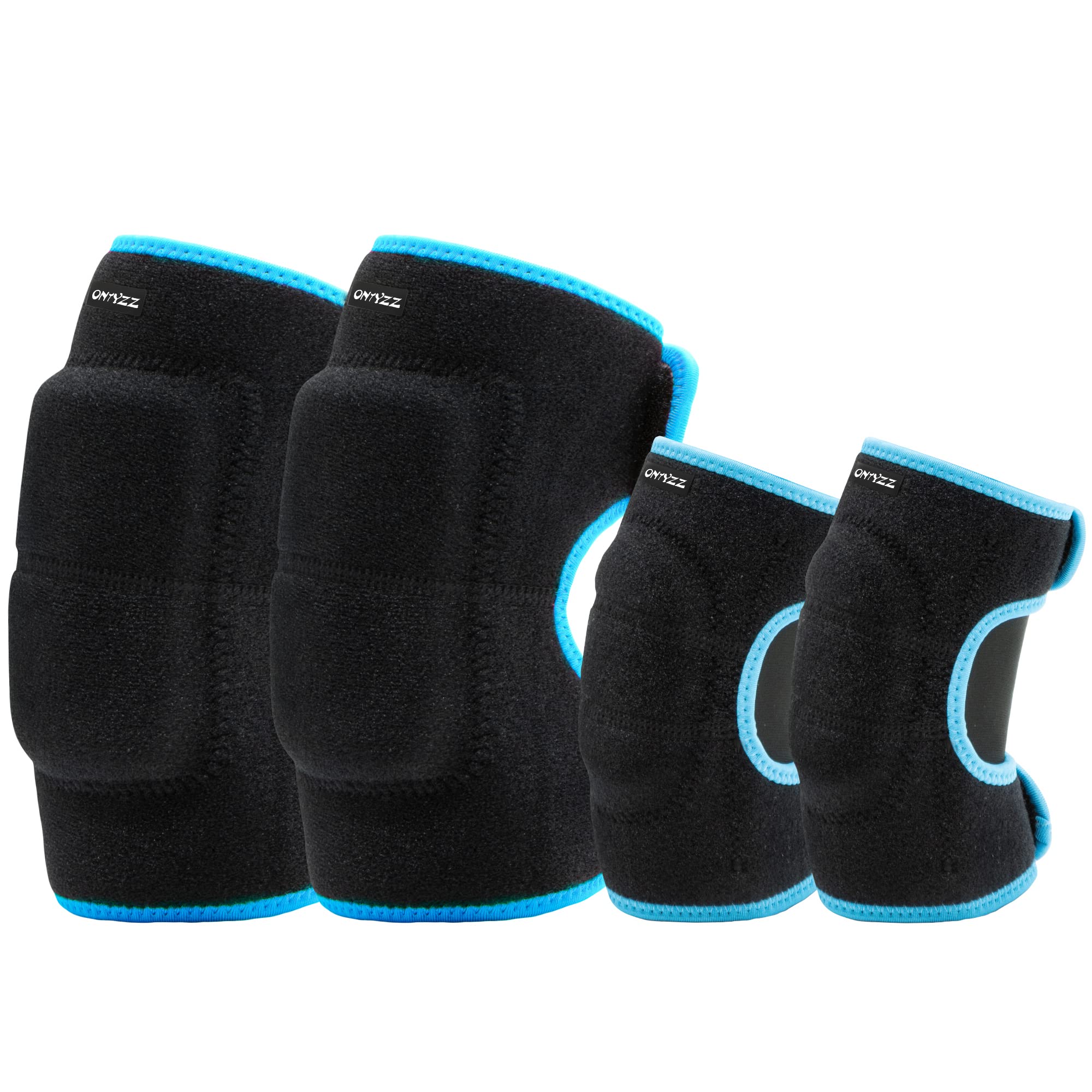 ONTYZZ Children Protective Gear Set Soft Adjustable Kid Elbow Pads Knee Pads for Balance Bike Skateboard Inline Roller Skate Scooter Cycling Ski Black-blue/M — image 1