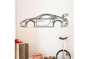 Dekory Car Wall Art – 911 GT3 RS (992) Black Metal Sports Car Silhouette – Minimalist Industrial Style Silhouette – Modern Wa