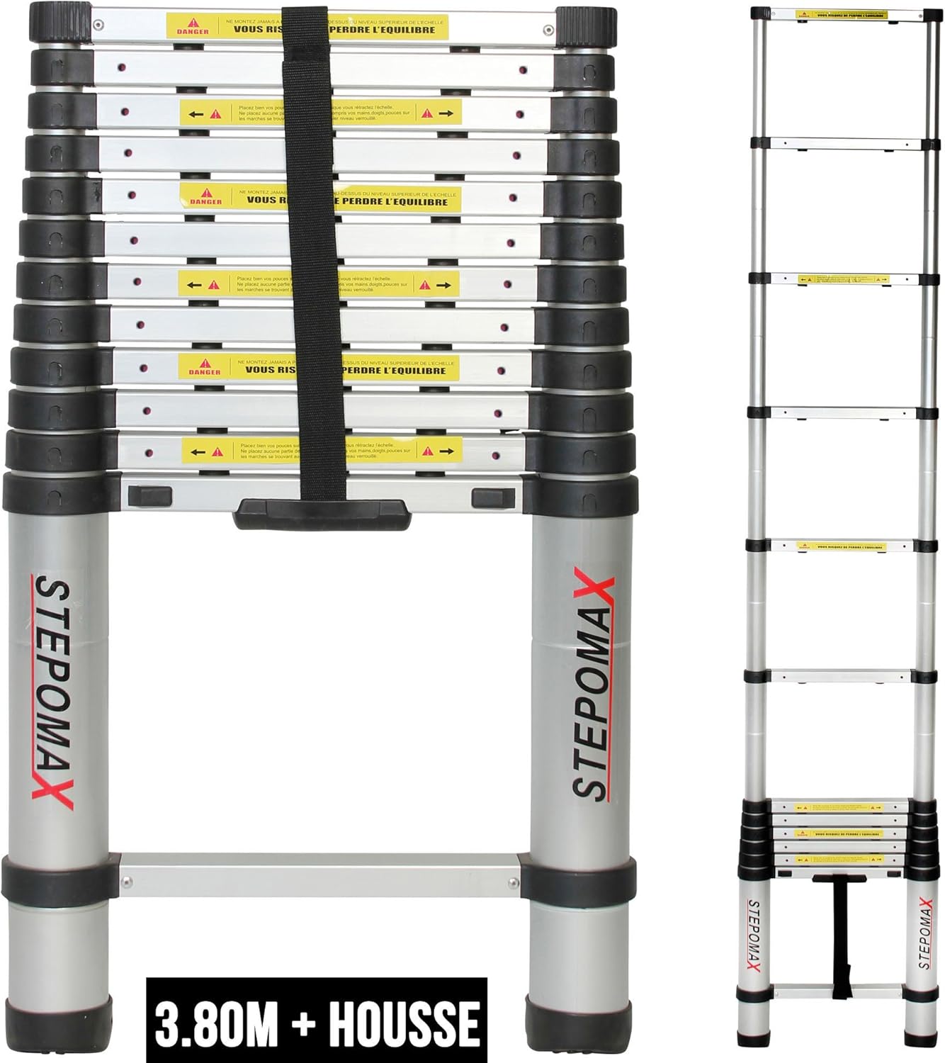 Telescopic Ladder 3 m80 stepomax + Carry Bag EN131 Standard Amazon