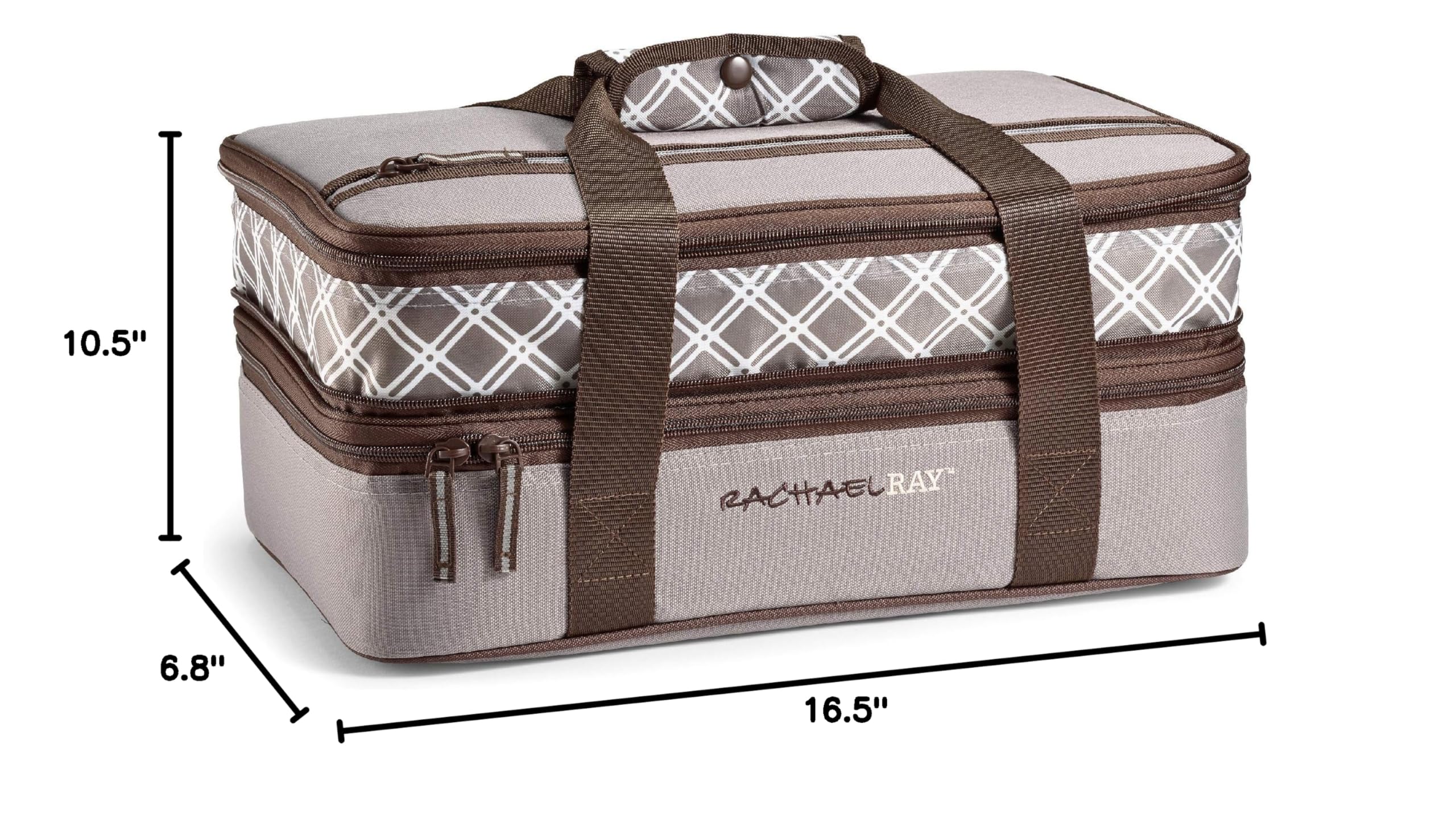 Rachael Ray Expandable Insulated Casserole Carrier for Hot or Cold Food, Thermal Lasagna Lugger Tote for Potluck, Parties, Picnic, and Cookouts, Fits 9