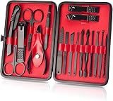 OWill Manicure Set 18pcs Nail Clippers Pedicure Kit Black Red brand