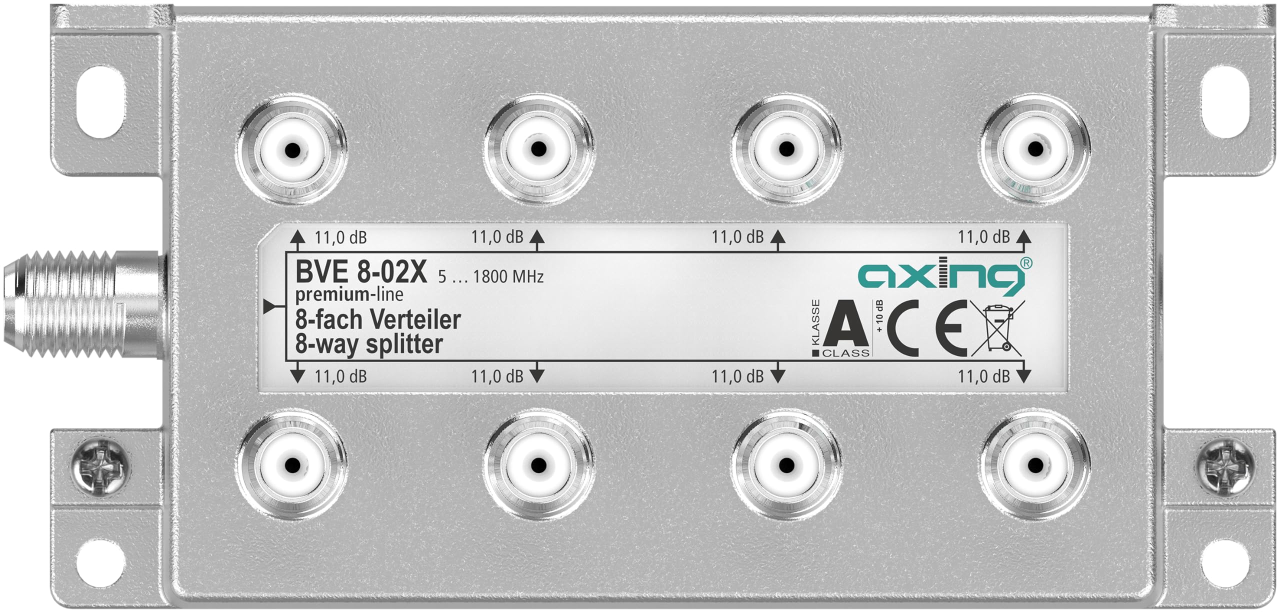 Axing BVE 8-02X 8-Way Splitter 11 dB 5-1800 MHz TV Data Internet Cable TV