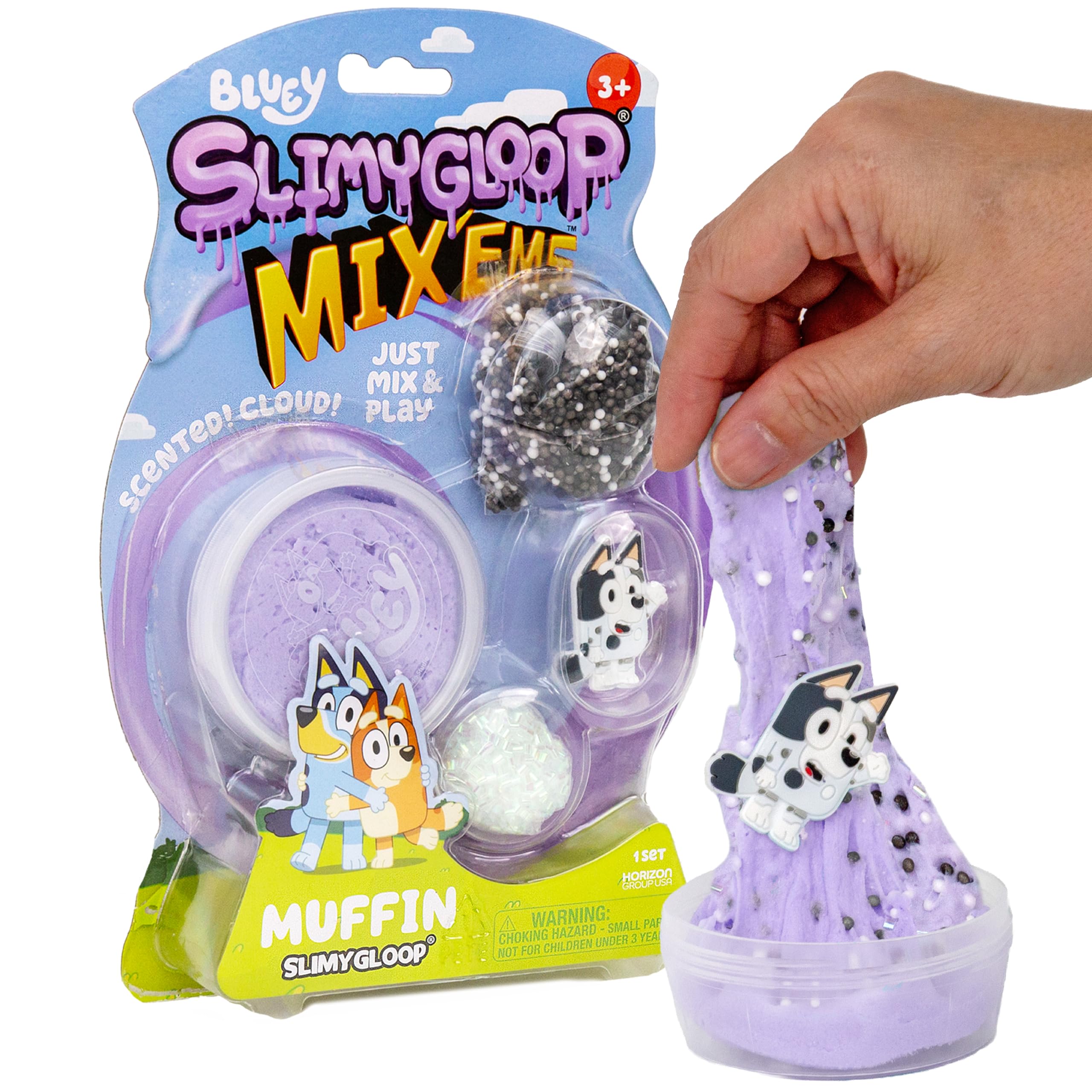 Bluey SLIMYGLOOP Mix’EMS – Muffin Cloud Slime, Marshmallow-Scented, Includes Glitter, Foam Balls & Collectible Muffin Charm