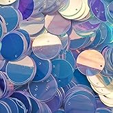 Flat Round Sequin Paillettes Iridescent Transparent Loose Sequins Crystal Iridescent Spangles for DIY Crafts, Embroidery 200pack