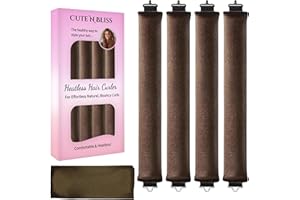 CUTE N BLISS Heatless Curls Overnight, 4 PCS Heatless Hair Curler Set with Satin Scarf & Velvet Flexi Rods, Hair Accessories for Women, Hair Rollers to Sleep In for Overnight Curls, No Heat Damage Styling