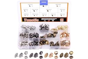 Tanstic 44 Sets 4 Color, 14MM Round Magnetic Snap Sets, Strong Magnetic Button Clasps Double-Sided Magnetic Leather Snaps for