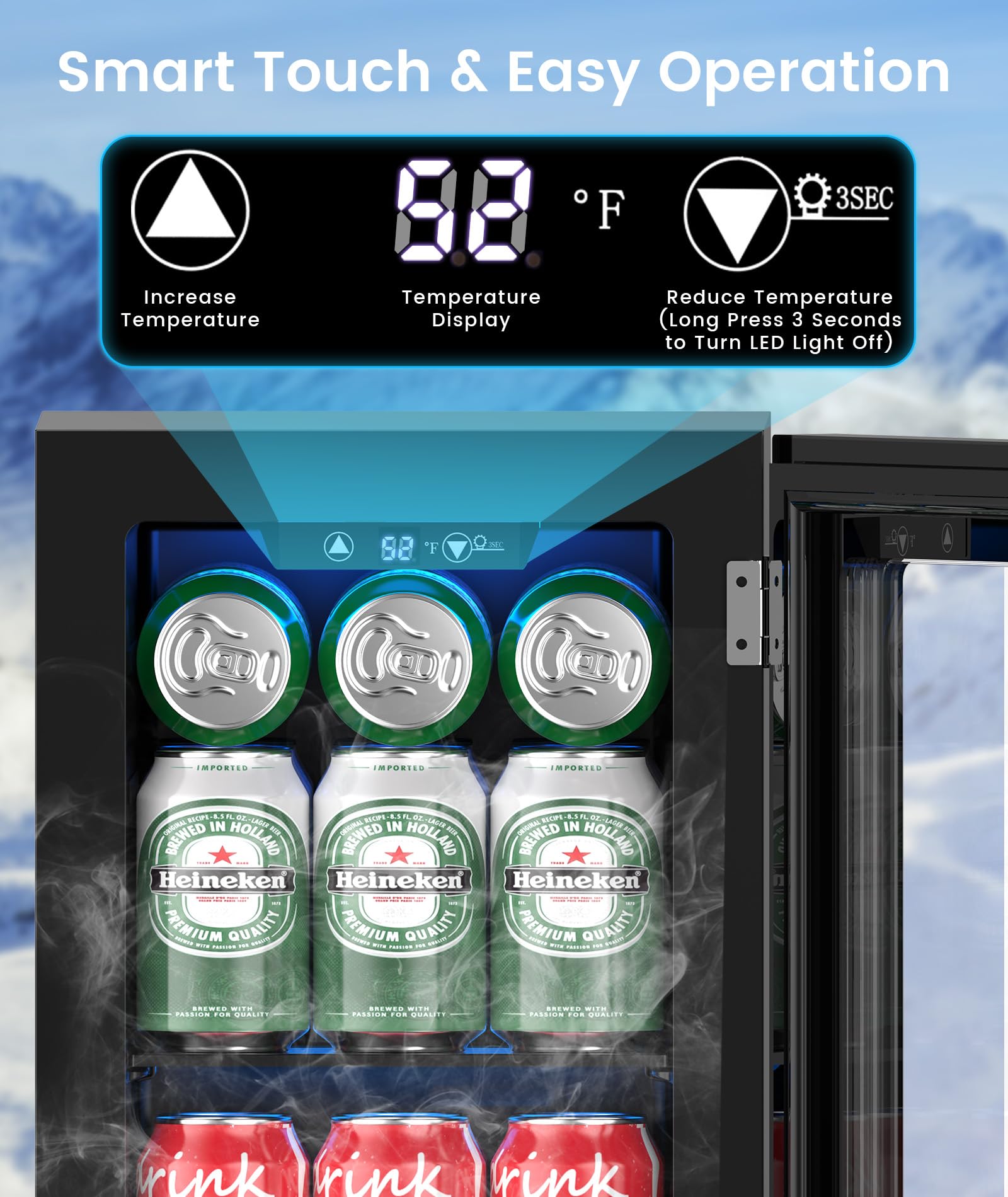 Kismile Mini refrigerador para oficina, enfriador de vino de 18 litros, refrigerador de bebidas pequeño de 0,6 pies cúbicos con control electrónico de temperatura ajustable, luz LED, para dormitorio, oficina