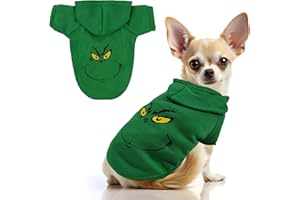 BROENO Dog Hoodie Costumes for Small Dogs Christmas Dogs Hoodies, Puppy Sweaters Pajamas Sweatshirt Clothes for Dog(M
